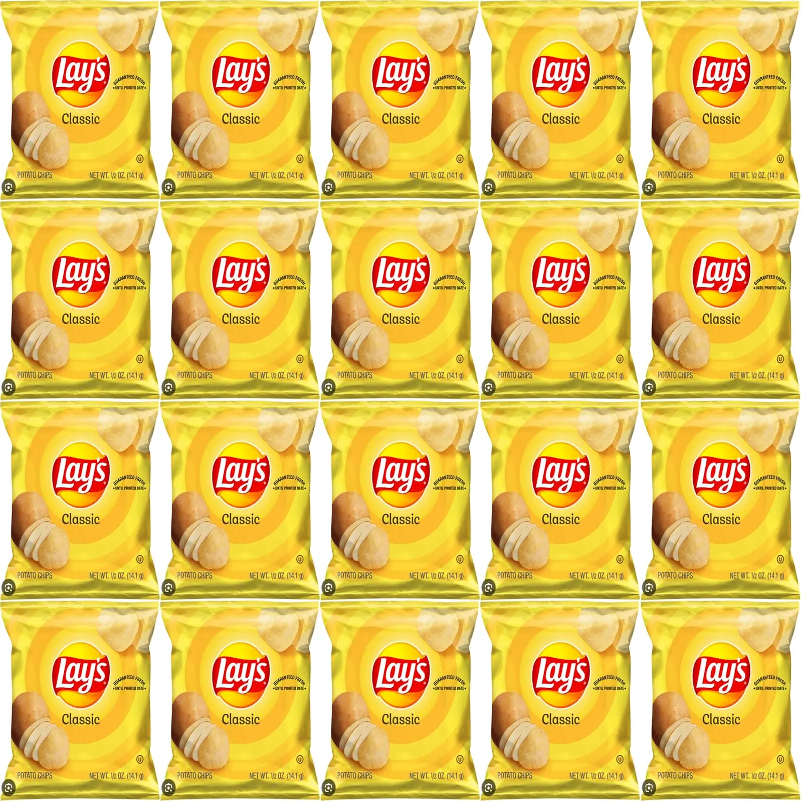 Lay's Classic Potato Chips, 0.5 oz Bags, Pack of 20 Bundled by Shoppyway Snack Crispy Salt Crunchy Tasty