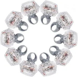 ROUNDSQUARE Bachelorette Party Light Up Rings Engagement Diamond Rings 10 Packs with White Round Stone Blue Green Red Lights Batteries Included for Bachelorette Bridal Shower Hen Party Decorations