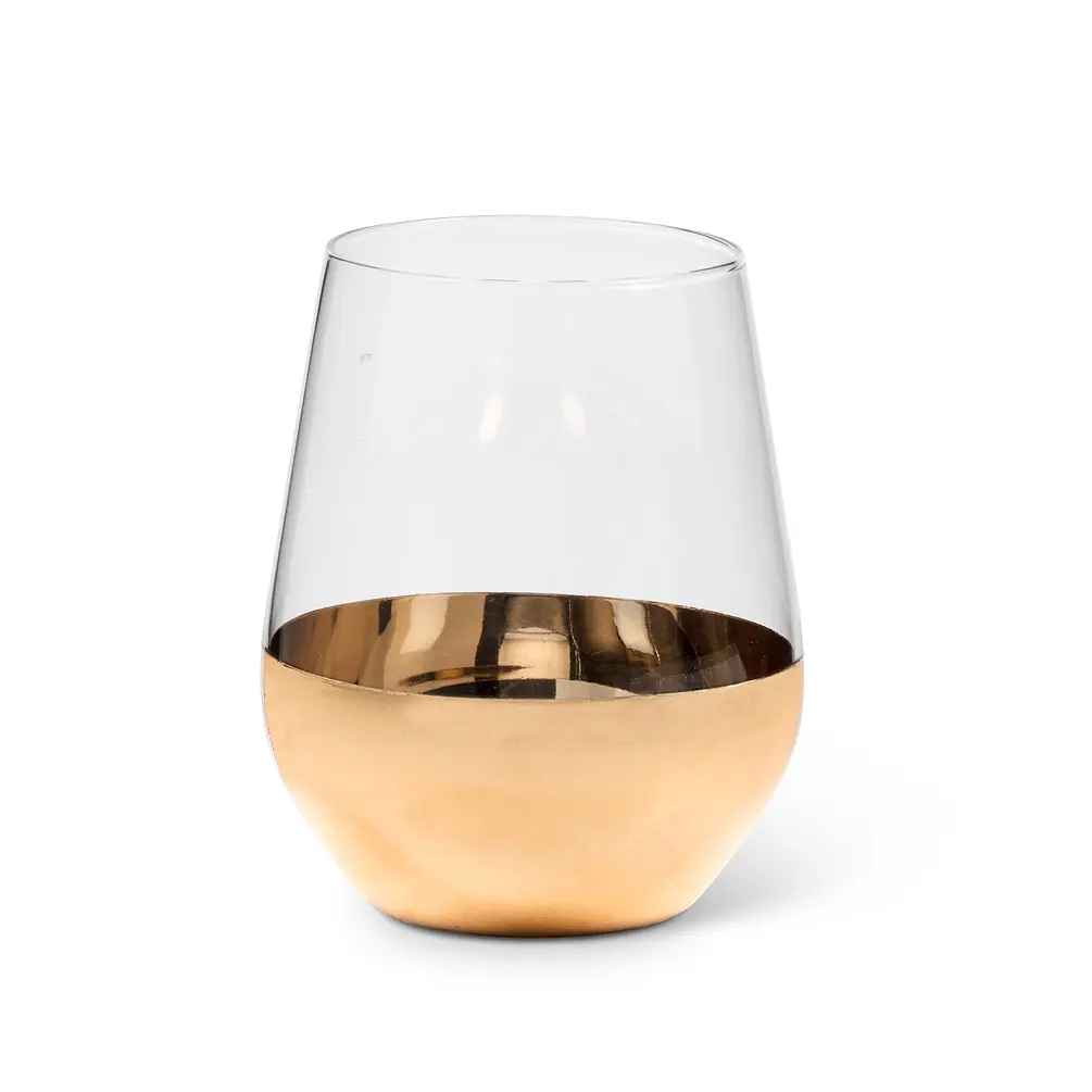Abbott Collection AB-27-CARTIER-SG 4 in. Wide Band Stemless Wine Glass, Clear & Gold