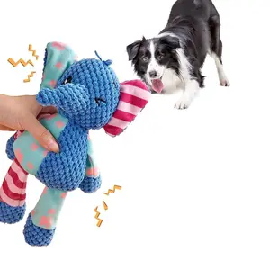 Durable Sound-Activated Elephant Fox Plush Dog Toy, Bite-Resistant Design, Teeth Cleaning, Suitable for All Breeds, Small and Medium Dogs