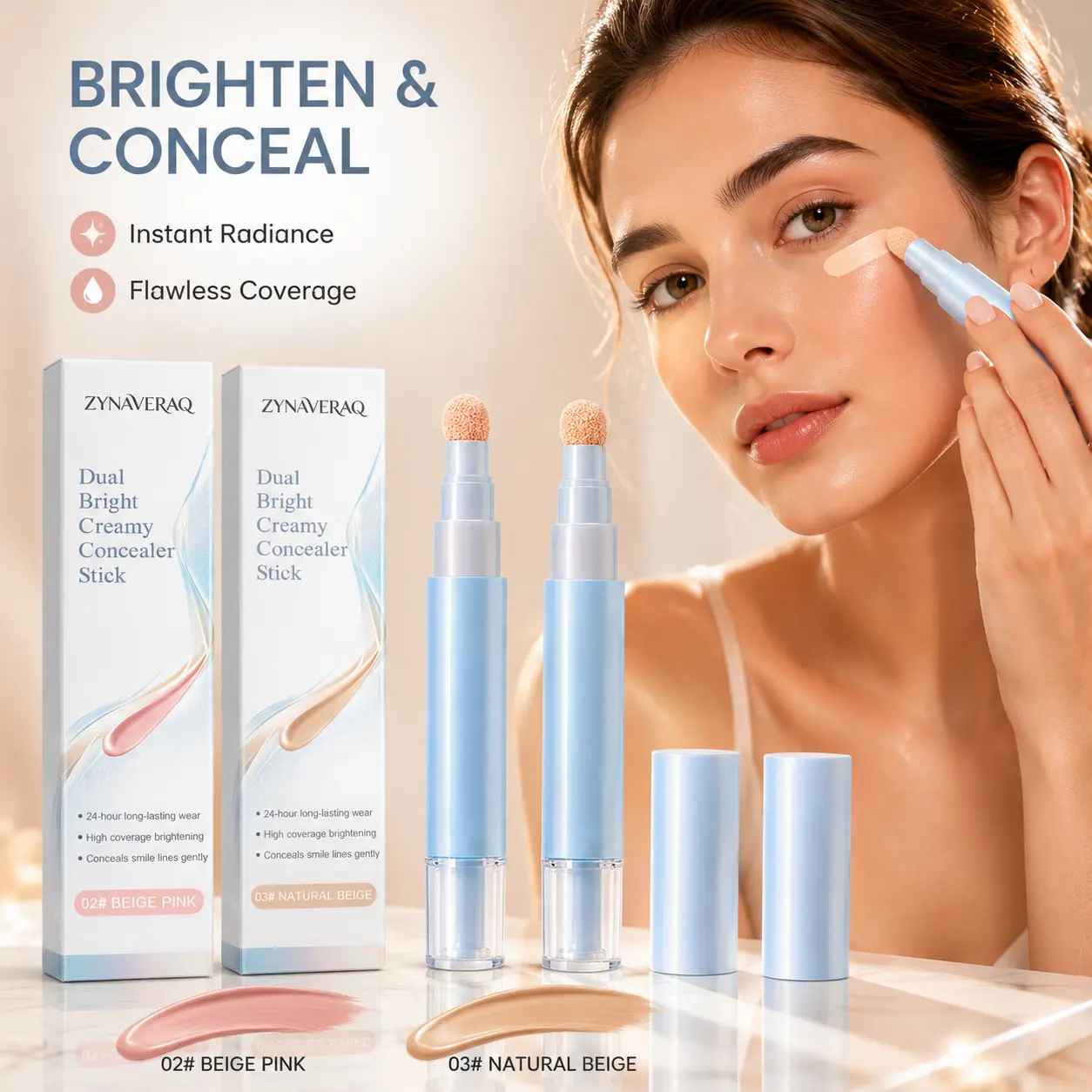 Full Coverage Waterproof Matte Concealer Stick Acne Mark Cover Sculpts the Nose 24-Hour Long-Lasting Finish Makeup for a Flawless Complexion