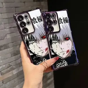 New Hot Anime Tokyo Ghoul Phone Case Suitable for Samsung Galaxy S25 S24 S23 S22 S21 FE Ultra Plus 4G 5G Anti-Drop Transparent Soft Back Cover, Animal Phone Case, Glow In The Dark Phone Case, Rectangle Phone Case, Smartphone Case