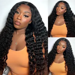 [Deep Wave Curly]Megalook 13x6 Glueless Lace Frontal Wig Pre-everything Put On Go Via Drawstring Band With Invisible Hairline for Beginner Friendly