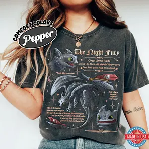 [Sale off up to 50%] The Night Fury Dragon HTTYD Comfort Colors Shirt, Dragon Trainer T Shirt, How To Train Dragon Movie Inspired Tee, Gift For Dragon Lovers, Graphic Streetwear T-shirt
