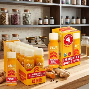 Vive Organic Immunity Boost Wellness Shot, Cold Pressed Ginger Turmeric Echinacea and Black Pepper, Immune Support Drink, USDA Organic No Added Sugar