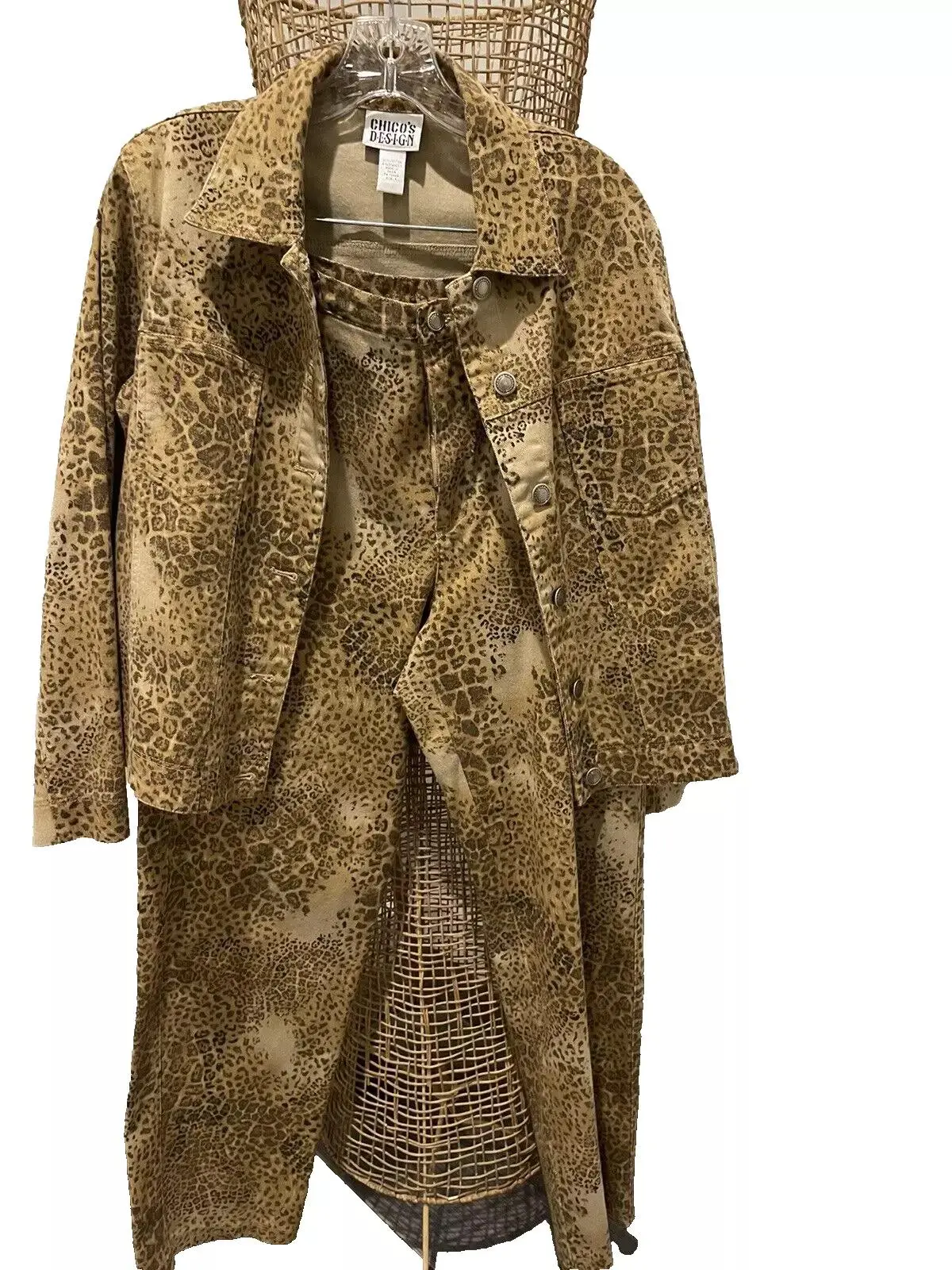 Chico's Design Leopard Print Cotton Set Pants and Jacket Size 1