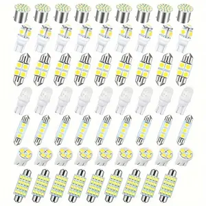 63pcs LED Car Bulb Kit, Auto Interior Lights, LED Dashboard, Dome Light 31mm 36 mm 41 mm T10 Bulbs, Super Bright Festoon Bulb Set, Vehicle Indoor Map Dome interior Light.