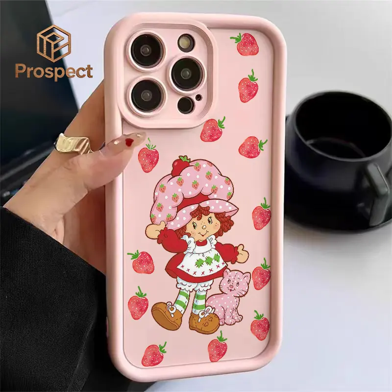 A Pink Strawberry And Shortcake Retro Sweet Cute Fashion Phone Case.  For Galaxy S25, S24, S23, S22, S21 PLUS, FE And Ultra,Galaxy A33 Compatible With For Iphone17 Pro Max, 16, 15, 14 And 13. It Makes A Perfect Gift For Birthdays, Holidays,, Smartphone, H