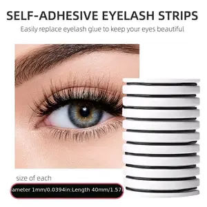 Lash Glue Replacement Self-adhesive Strips, Black Clear Waterproof Self-sticking Lash Strips Suitable For All Strip False Eyelashes, Ideal Way To Apply Fake Lashes