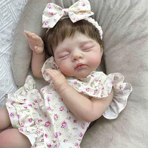 #Summervibes Reborn Baby Doll - Excellent Gift for Birthday Christmas Gift and New Year for Kids, 19 In  Baby Doll with Pink Dress, Vinyl Limbs and Cloth Body for Kids 3+ Girl Doll