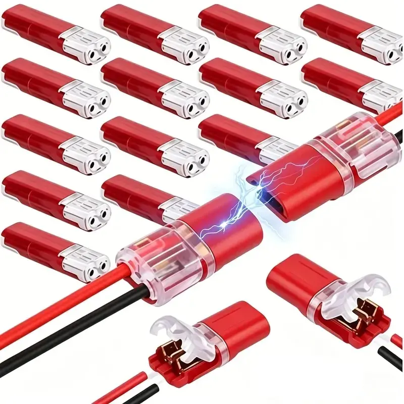 LED Light Strip Connectors 2 Pin, Double-Wire Plug-in Connectors, Low Voltage Wire Connectors with Locking Buckle, Fast Connect Plugs, (Red/White/Clear), for LED Strips, Automotive Wiring, Electricity Power Distribution & Secure DIY-YY