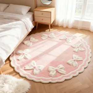 1 irregular pink bow flower decoration living room carpet creative room bedroom bedside plush carpet fashionable style home decoration coffee table sofa floor mat