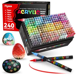 12-240pcs Liquid Tip Soft Head Acrylic Markers Set, Non-Toxic Watercolor Pens for Art Students DIY Coloring, Suitable for Rock Painting, Calligraphy, Brush Marker Pen