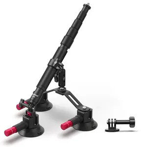 NEEWER CA065 Car Accessories Triple Suction Cup Car Mount Kit with 2in1 Extension Pole/Selfie Stick, Quick Release Outside Windshield Magic Arm Camera Mount with Action Camera Adapter Compatible with GoPro Insta360