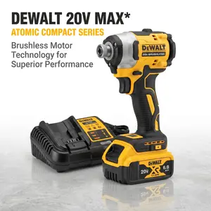 Dewalt DCF850 18V XR Brushless Cordless Impact Driver Compact Power Tool For Woodworking Electrical Installation And Furniture Assembly With High Torque Output Variable Speed Control And Ergonomic Grip For Professional Tradesmen