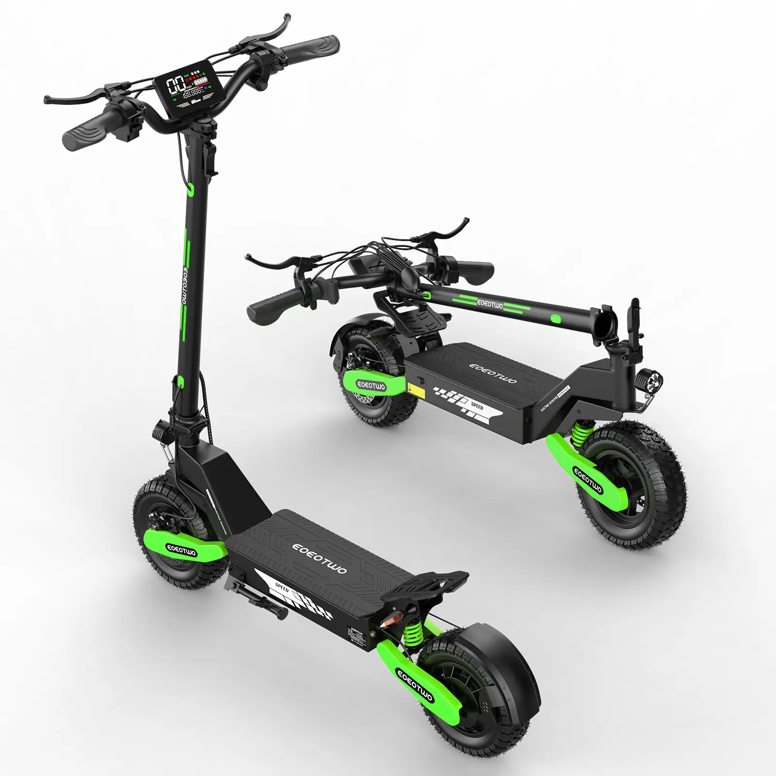 EOEOTWO GT06 Adult electric scooter, 1200w motor, speed 28-30 MPH , driving range 30-40 miles, 350-pound load, 11-inch pneumatic tire off-road/commuter electric scooter, front and rear shock-absorbing scooter