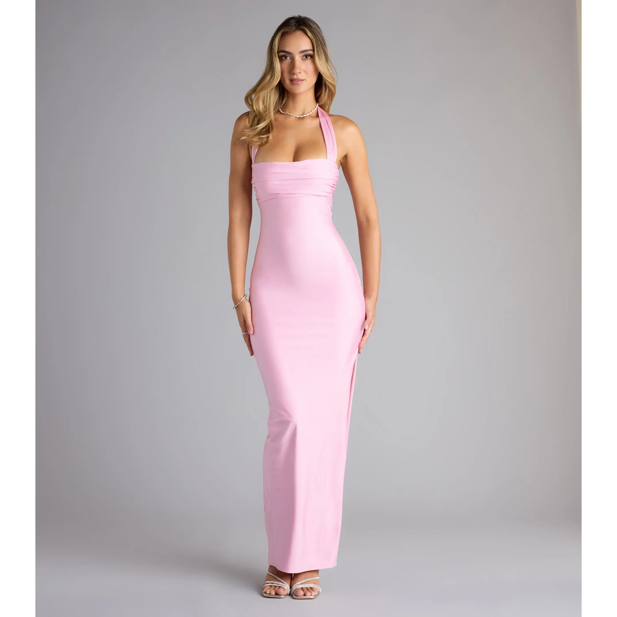 Beverly Halter Slit Long Formal Dress