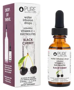 Pure Inventions - Premium Water Enhancer Drops – Delicious, Refreshing Sugar-Free, Zero Calories, No Artificial Sweeteners, Black Cherry, 30 Servings