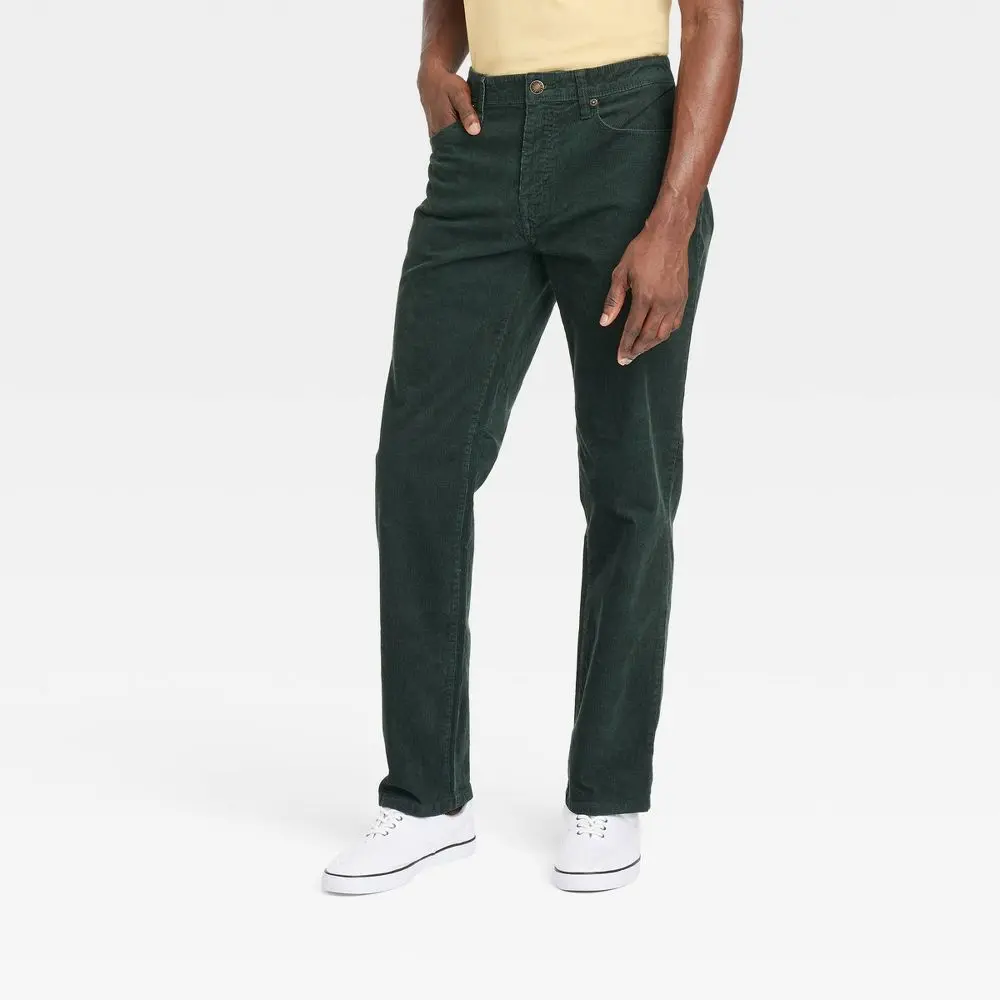 Men's Straight Fit Corduroy 5-Pocket Pants - Goodfellow & Co, Menswear Cotton-Spandex Stretch Fabric, Garment, Classic