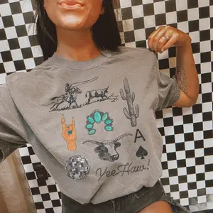 Western Turquoise Cow T-shirt, Country Cowgirl Rodeo Shirt, Rustic Western Pullover, Gift For Her
