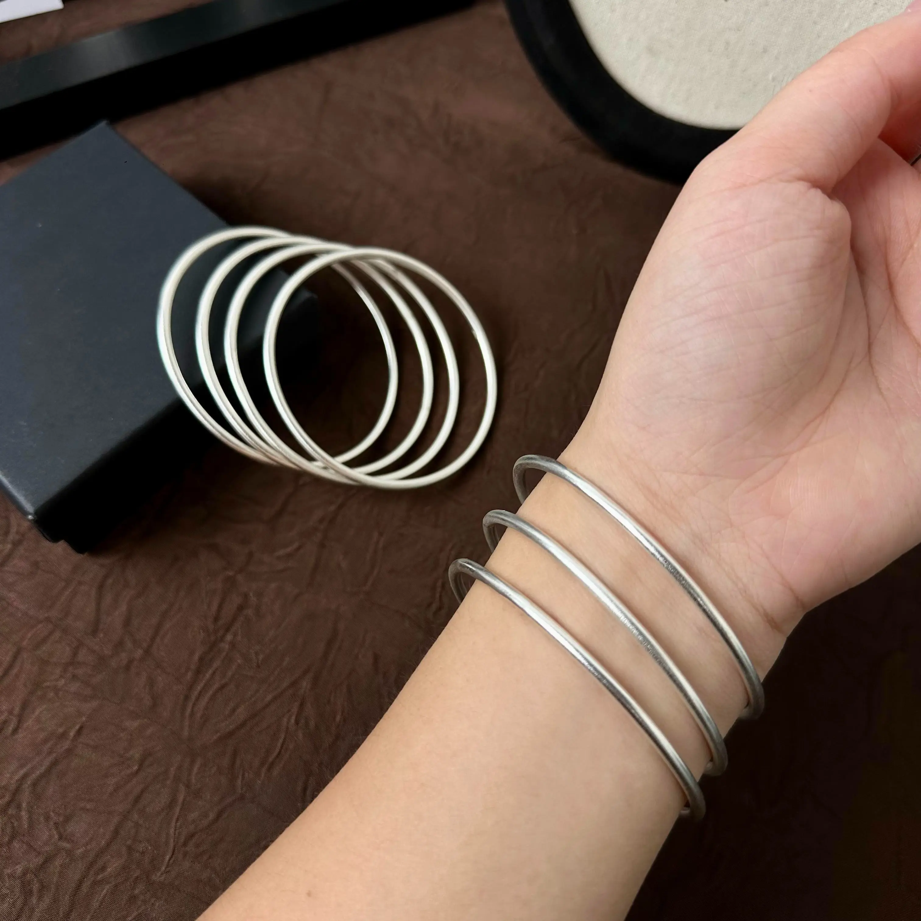 Women's S925 Marked 7-Day Bangle Set, Fashion Bracelets for Women