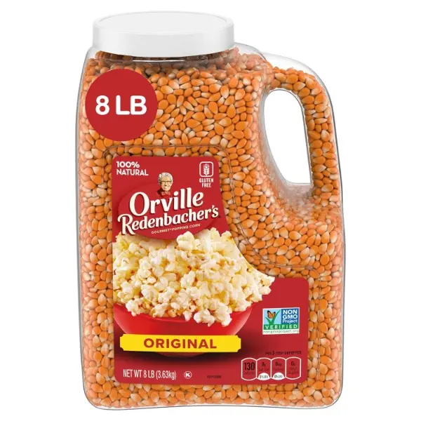 Redenbacher's Classic Original Yellow Popcorn Kernels - 8lb Bulk Popcorn, Halal Party Snacks, 4g High Fiber Per Serving, Healthy Movie & Watch Party Supplies