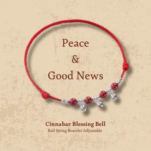 Red string bracelet with Cinnabar Blessing Bell – Protection & Peace, Healing Jewelry, Adjustable, Gift for him & her