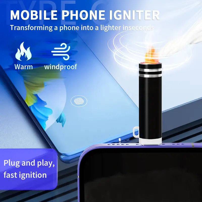KYEIRYY Tungsten Wire Heating Lighter with Type-C Power, High-Quality Mini Keychain Lighter Accessory, Lightweight Hanging Travel Necessity for Easy Storage Sturdy Candle Lighting