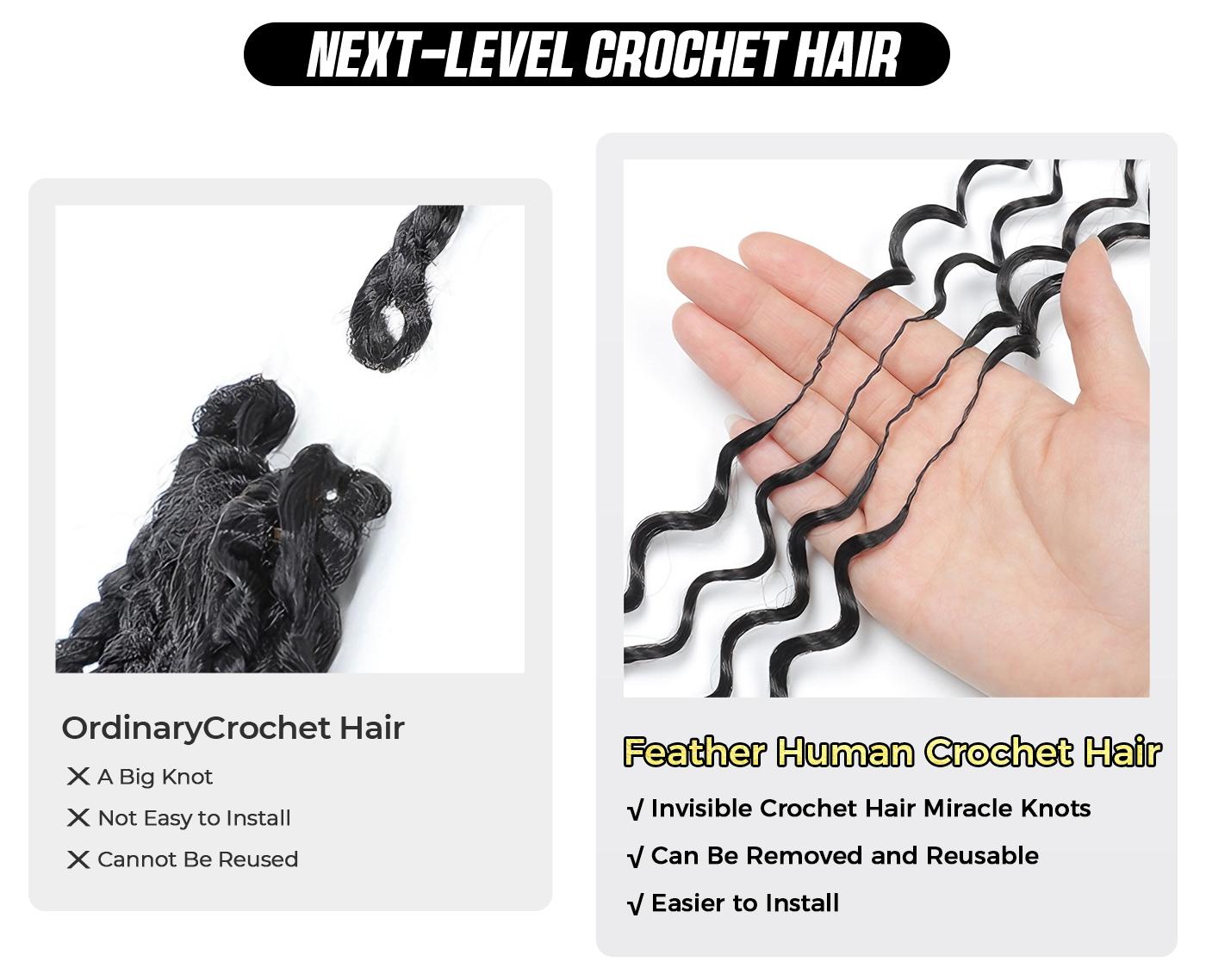 OQ HAIR #4 Chocolate Brown Feather Crochet Human Hair Burmese Curly Machine Made Crochet Weave Hair Extensions for Volume and Length #SohoChic #TikTokShopBackToSchool