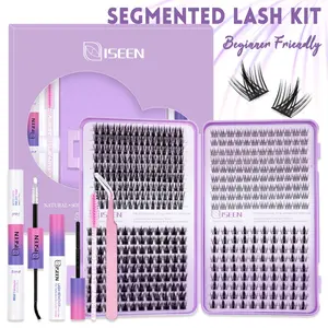 Mixed Length False Eyelashes with Bond, Seal, Remover, Tweezers, Brush, Eyelash Set, Natural Eyelash Extensions, Faux Clusters Lash, Lightweight