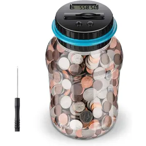 Piggy Digital Counting Money Jar - LCD Display Coin Counter, Large-Capacity Savings Box for Kids, Ideal Christmas/Birthday Gift (Blue)