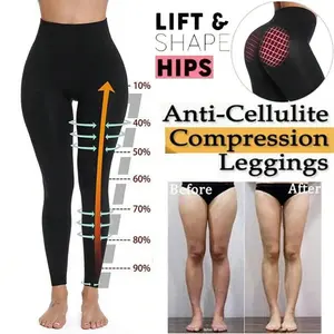 Anti Cellulite Women High Waisted Shaping Leggings Compression Slimming Shapewear Body Shaper Black Pants
