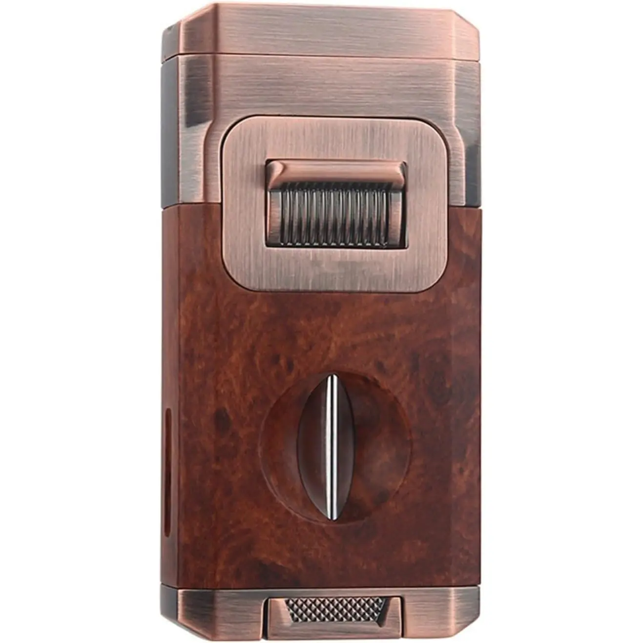 Halloween gifts (Gas Not Included)Metal Windproof Lighter, Dual Jet Flame Butane Lighter with Transparent Visible Air Chamber, Adjustable Flame, Refillable and Reusable, Suitable for BBQ, Candles, Outdoor, Camping, Great Gift for Men