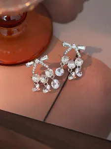 Elegant Butterfly Design Earrings, 925 Silver Needle with Sparkling Rhinestones, Perfect Gift for Women and Girls