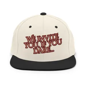 We invite you if you dare to the Hollywood Tower Hotel Yupoong Classic Snapback 6089M Design Wool Blend Flat Visor Green Undervisor 6 Panel High Profile 6 Eyelets Plastic Snap Closure