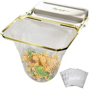 Sink Strainer Waste Rack - Rotatable Kitchen Sink Drain Strainer with 100 Pcs Filter Mesh Bags, Food Catcher Filter Holder Strainer Basket for Sink