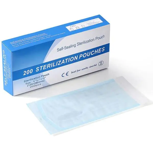 Self Sealing Sterilizing Pouch - 5.25x11in, 200ct, Storage Bag with Resealable Packaging for Beauty Nail Care Manicure Pedicure Tools