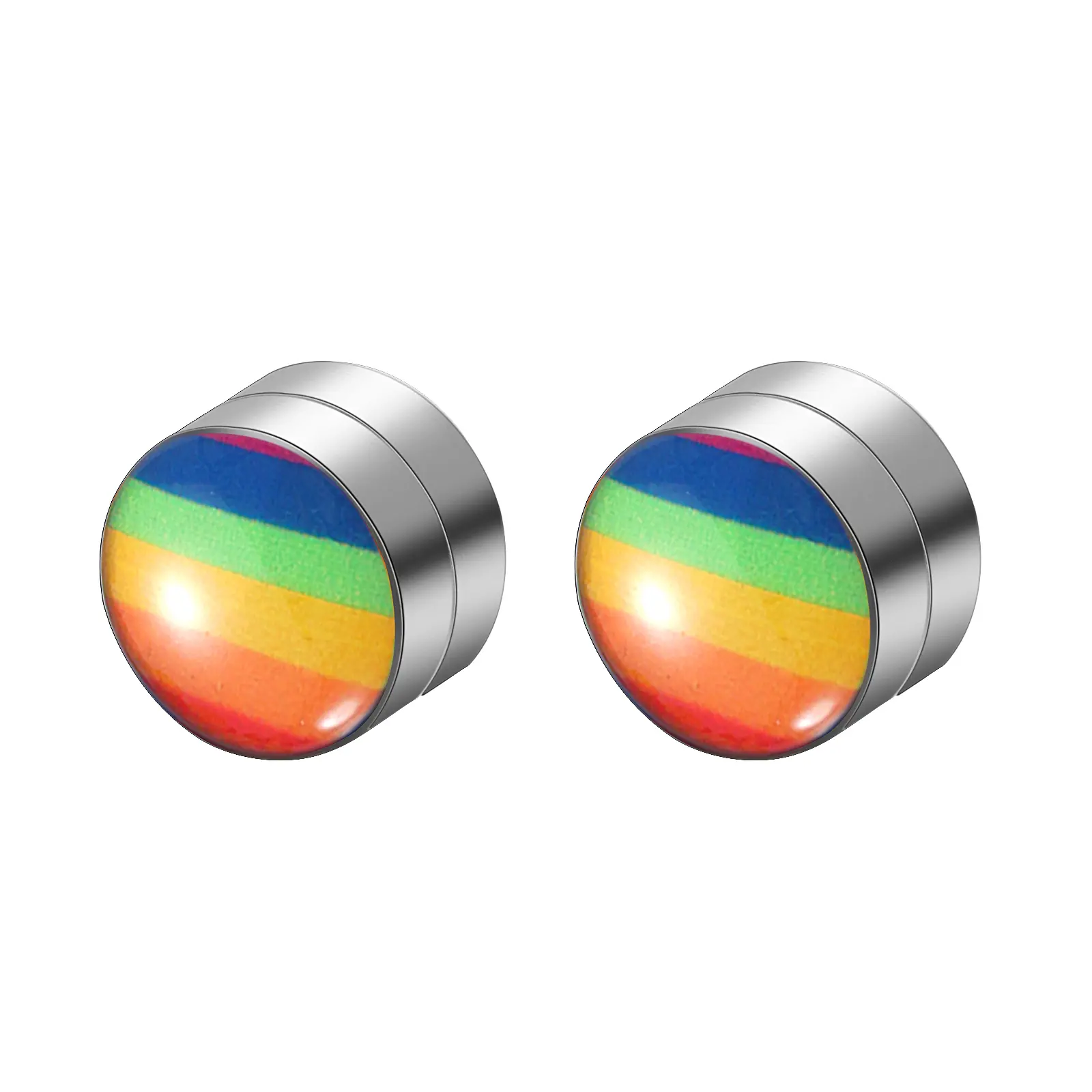 OIDEA Mini Magnetic Rainbow Pride Stud Earrings, Stainless Steel Non-Pierced LGBT Earrings for Men and Women, Mini Magnetic Earrings