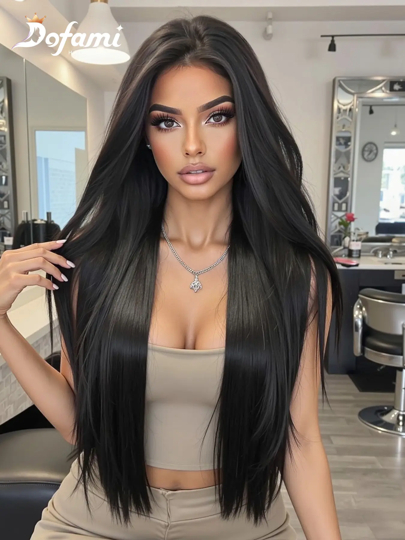 13x6 Straight Lace Front Synthetic Fiber Long Wig Cap, for Daily Wear, Lace Front Wigs, Realistic Look, Lightweight Breathable Natural Feel, Natural Looking Wigs