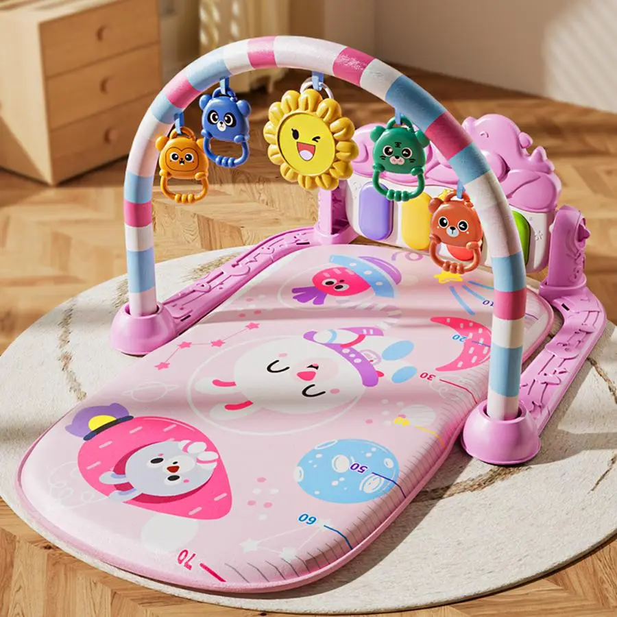 Colorful Educational Game Mat for Toddlers, Play Mat, Includes Music Keys & Hanging Toys, Easy-To-Assemble Polyester Fiber Pad, Perfect Gift