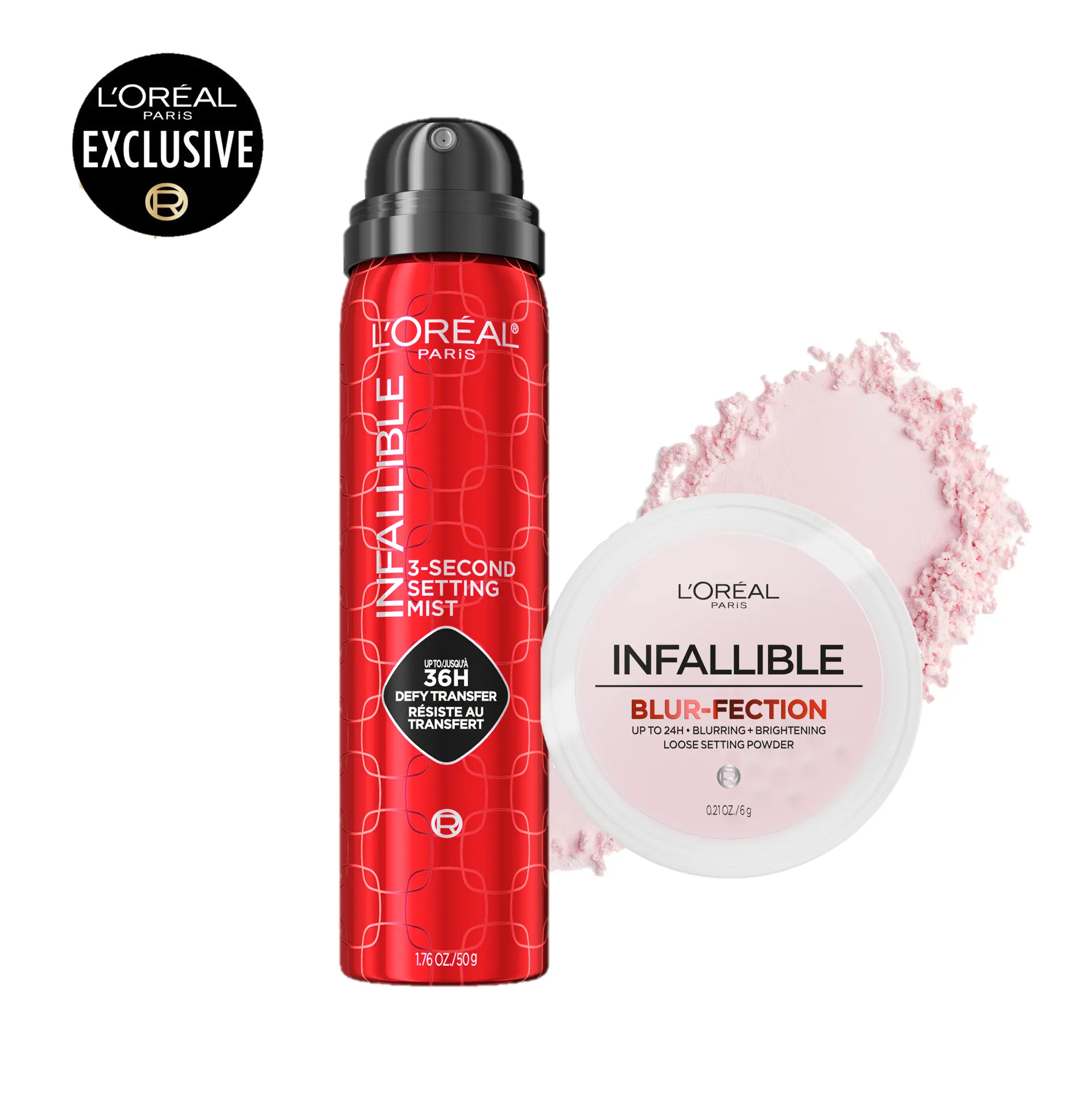 Summer Ready Duo: Infallible 3-second Setting Spray + Blur-fection Setting Powder, L'Oreal Paris