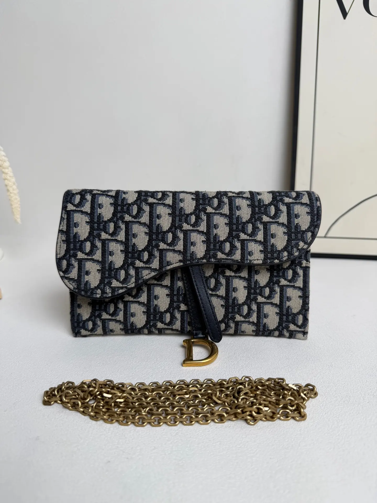 Pre-owned Dior Oblique Two Piece Chain Pouch CC0074