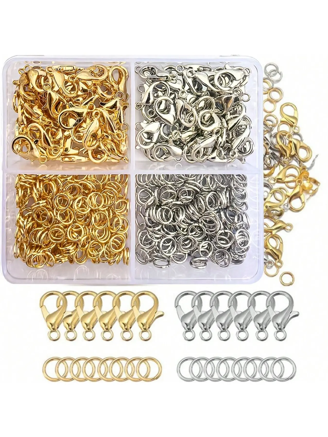 400pcs/500pcs Silver Alloy Lobster Clasp Open Ring Jump Rings Mix Colors Jewelry Clips for DIY Bracelets Necklaces Earrings Keys Phone Chains Anklet Accessories Jewelry Making Diy Beading Accessories Jewelry Making Supplies