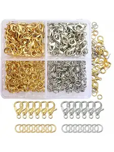 400pcs/500pcs Silver Alloy Lobster Clasp Open Ring Jump Rings Mix Colors Jewelry Clips for DIY Bracelets Necklaces Earrings Keys Phone Chains Anklet Accessories Jewelry Making