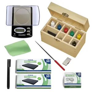 GTE Ultimate Gold Silver & Platinum Testing Kit 13-Piece Bundle with Acids Scale Storage Box & More
