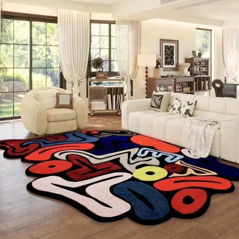 1pc Halloween Atmosphere Decorative Carpet Art Creative Living Room Carpet Color Irregular Bedside Rug Home Decorative Rugs Large Area Lounge Lounge Carpet Flush Soft Bedroom Decorative Carpet Home Thick Washable Study Cloakroom Floor Mat Indoor Rug