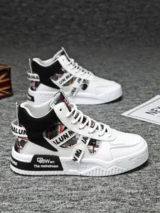 Men's High-Top Lace-Up Sneakers, Good Support, Breathable Design, Street Style Colorblock Shoes, Casual Fashion for Spring Summer, Sports Shoes, Footwear