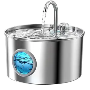 Stainless Steel Cat Water Fountain, 2.2L/74oz Ultra Quiet Cat Fountain, Automatic Water Bowl Dispenser for Indoor Cats, Dogs & Small Animals