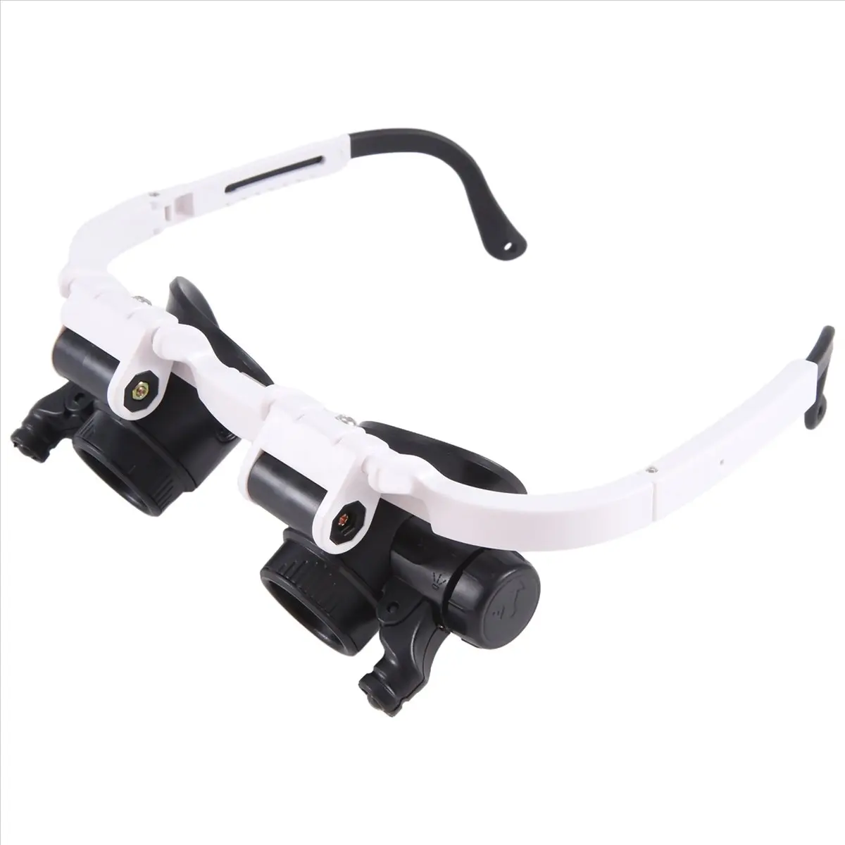9892H-1 Acrylic Spectacle Magnifier, Adjustable Retractable Headband Magnifying Glasses with Light & 8X, 15X, 23X Lenses, Built-in Holder
