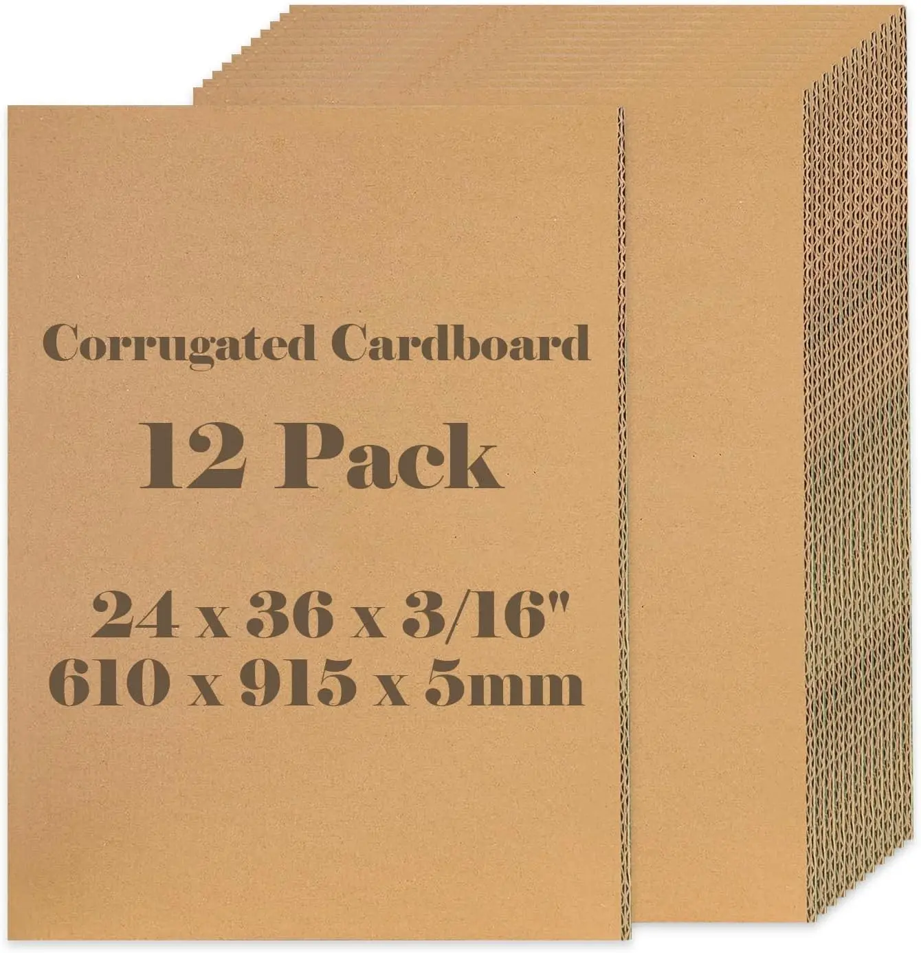 Hixdo12 Pack 24" x 36" x 3/16" Corrugated Cardboard Sheets, Double Wall Thick Brown Poster Board, Large Flat CardBoard Sheets for Packing, Mailing, Moving, Shipping, Crafts